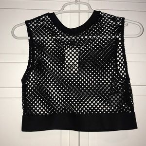 Black H&M see through cropped tank top size M